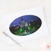 New Orleans bij nacht Ovale Sticker (Envelop)