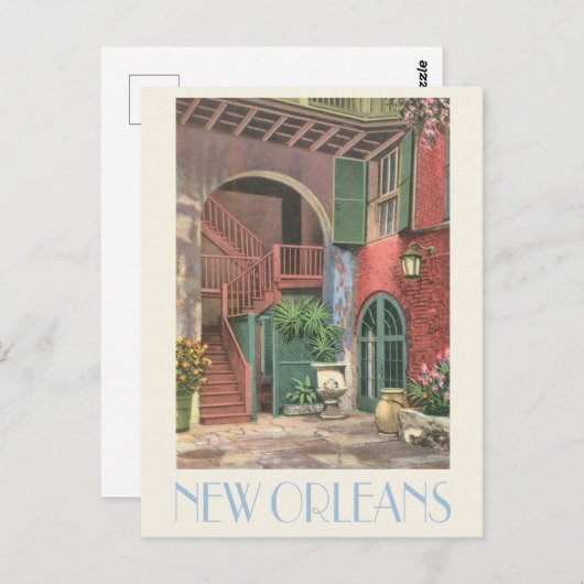 New Orleans  binnenplaats Briefkaart (Voorkant / Achterkant)