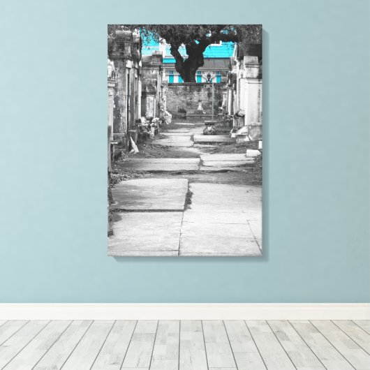 New Orleans blauw Canvas Afdruk (Insitu (Houten vloer))