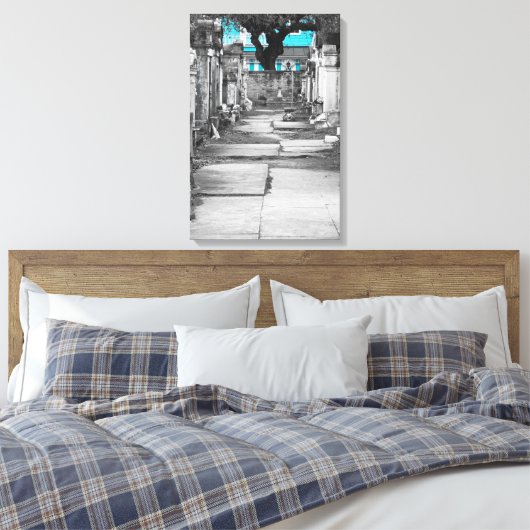 New Orleans blauw Canvas Afdruk (Insitu (Slaapkamer))