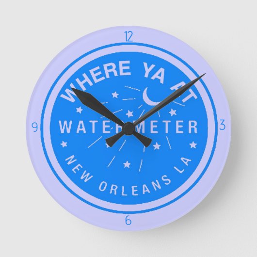 New Orleans Blue Water Meter Clock Ronde Klok (Voorkant)