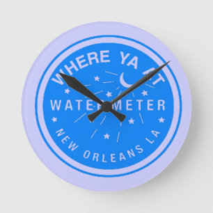 New Orleans Blue Water Meter Clock Ronde Klok