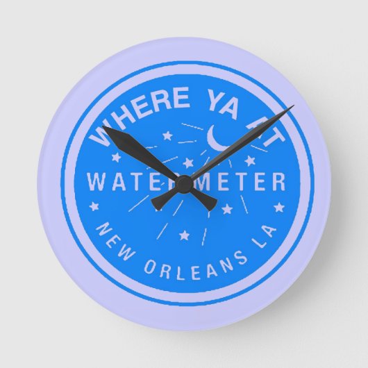 New Orleans Blue Water Meter Clock Ronde Klok (Voorkant)