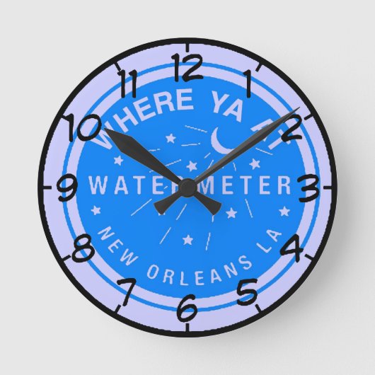 New Orleans Blue Water Meter Clock Ronde Klok (Voorkant)