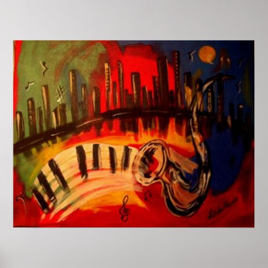 "New Orleans Blues" van Linda Powell~Original Poster (Voorkant)