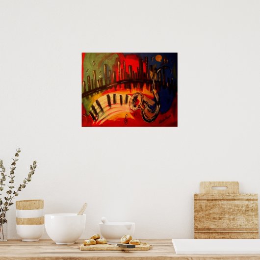 "New Orleans Blues" van Linda Powell~Original Poster (Keuken)