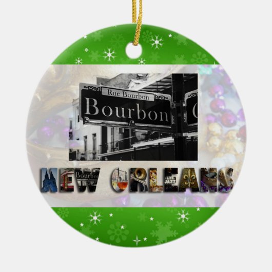 New Orleans Bourbon St Beads NOLA Kerstmis Keramisch Ornament (Voorkant)