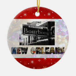 New Orleans Bourbon St Beads NOLA Kerstmis Keramisch Ornament