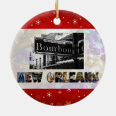 New Orleans Bourbon St Beads NOLA Kerstmis Keramisch Ornament (Achterkant)