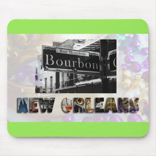 New Orleans Bourbon Street Beads NOLA Muismat (Voorkant)