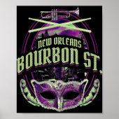 New Orleans Bourbon Street Mardi Gras French Quart Poster (Voorkant)