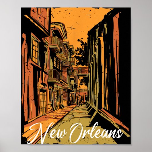 New Orleans Bourbon Street Souvenir French Quarter Poster (Voorkant)