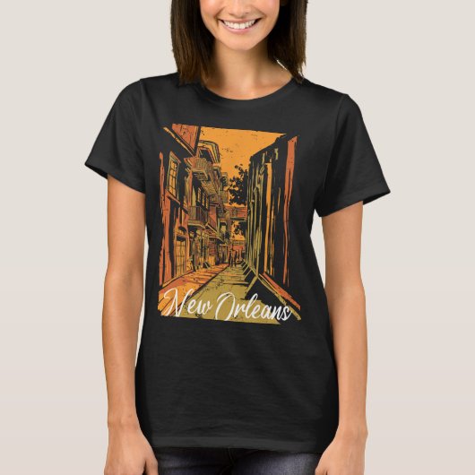 New Orleans Bourbon Street Souvenir French Quarter T-shirt (Voorkant)