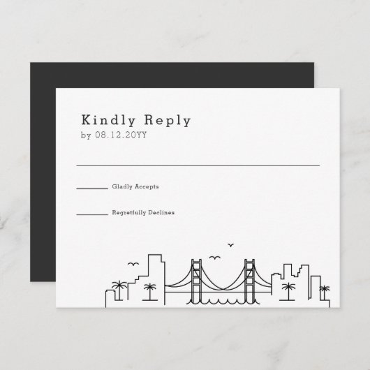 New Orleans bruiloft | Gestileerde Skyline RSVP (Voorkant / Achterkant)