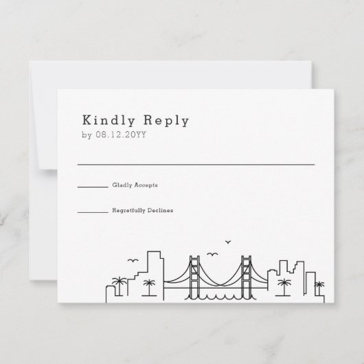 New Orleans bruiloft | Gestileerde Skyline RSVP Kaartje (Voorkant)