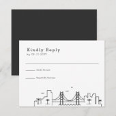 New Orleans bruiloft | Gestileerde Skyline RSVP Kaartje (Voorkant / Achterkant)