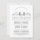 New Orleans bruiloft | Gestileerde Skyline uitnodi Kaart (Voorkant)