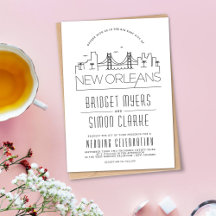 New Orleans bruiloft | Gestileerde Skyline uitnodi