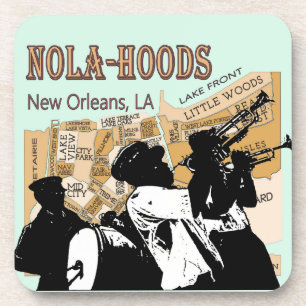 New Orleans Buurt Map, NOLA_HOODS Drankjes Onderzetter