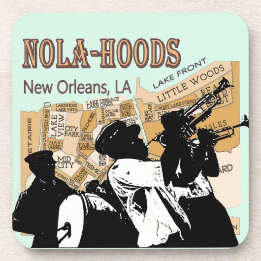 New Orleans Buurt Map, NOLA_HOODS Drankjes Onderzetter (Voorkant)