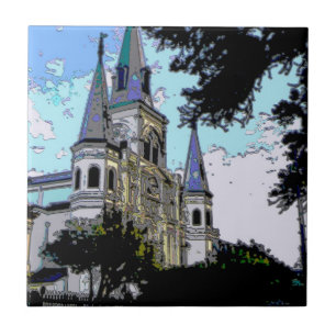 New Orleans Cathedraal Old Kijk Tegeltje
