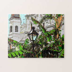 New Orleans Cathedral en Banana Trees Legpuzzel