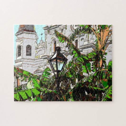 New Orleans Cathedral en Banana Trees Legpuzzel (Horizontaal)