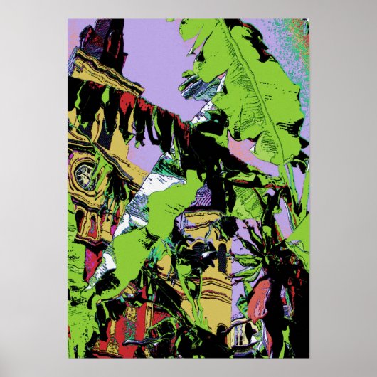 New Orleans Cathedral en Banana Trees Poster (Voorkant)