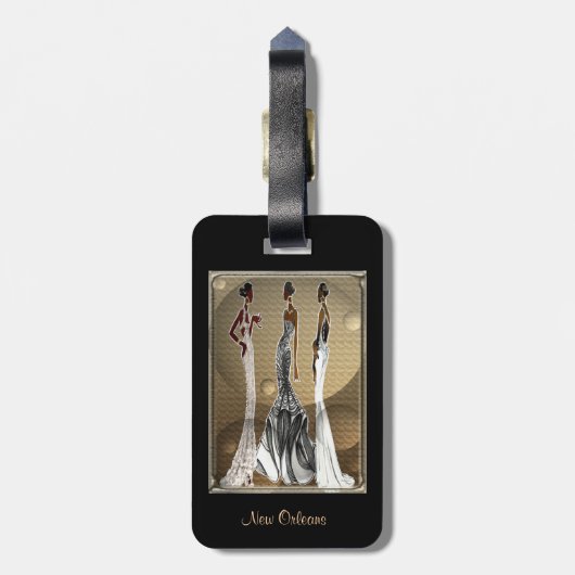 New Orleans Chic: Mode samenleving Bagagelabel (Achterkant verticaal)
