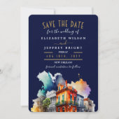 New Orleans City Franse wijk Save the Date Kaart (Voorkant)