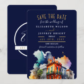 New Orleans City Franse wijk Save the Date Kaart (Voorkant / Achterkant)