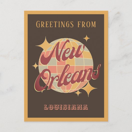 New Orleans City Louisiana Retro  Briefkaart (Voorkant)