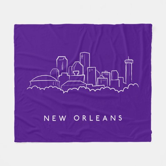 New Orleans City Skyline Fleece Deken (Voorkant (Horizontaal))