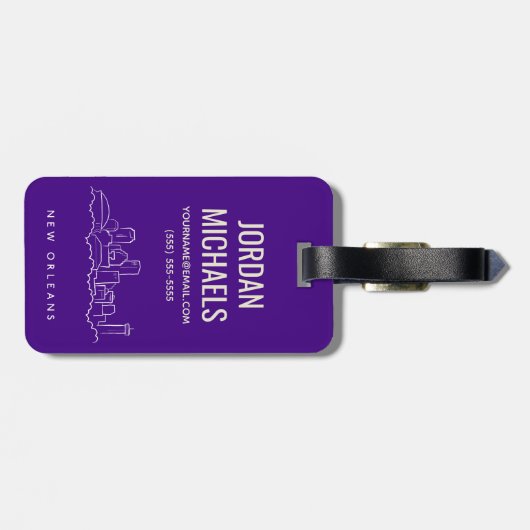 New Orleans City Skyline | Jouw tekst toevoegen Bagagelabel (Achterkant horizontaal)