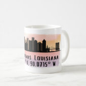 New Orleans City Skyline Latitude en Lengtegraad Koffiemok (Voorkant rechts)