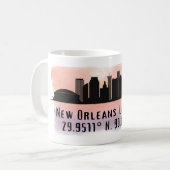 New Orleans City Skyline Latitude en Lengtegraad Koffiemok (Voorkant links)