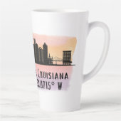 New Orleans City Skyline Latitude en Lengtegraad Latte Mok (Rechts)