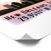 New Orleans City Skyline Latitude en Lengtegraad Poster (Hoek)
