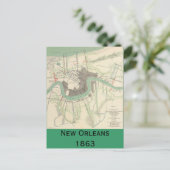 New Orleans Civil War Map 1863 Briefkaart (Staand voorkant)