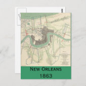 New Orleans Civil War Map 1863 Briefkaart (Voorkant / Achterkant)