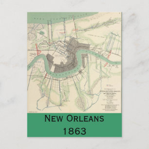 New Orleans Civil War Map 1863 Briefkaart