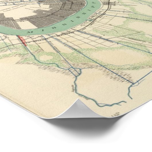 New Orleans Civil War Map 1863 Poster (Hoek)