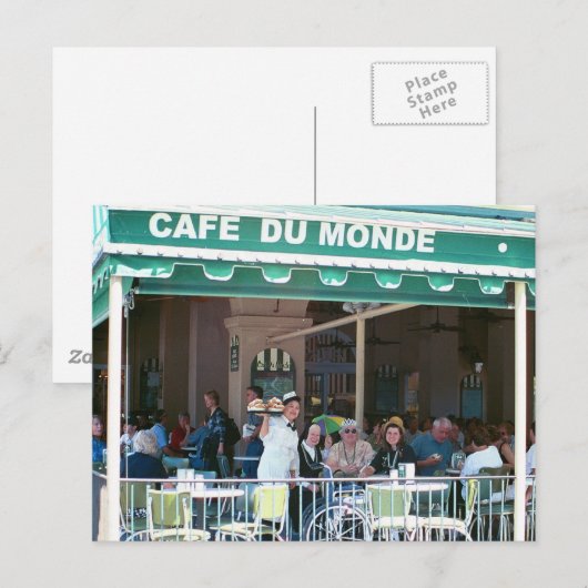 New Orleans Coffee en Beignets Briefkaart (Voorkant / Achterkant)
