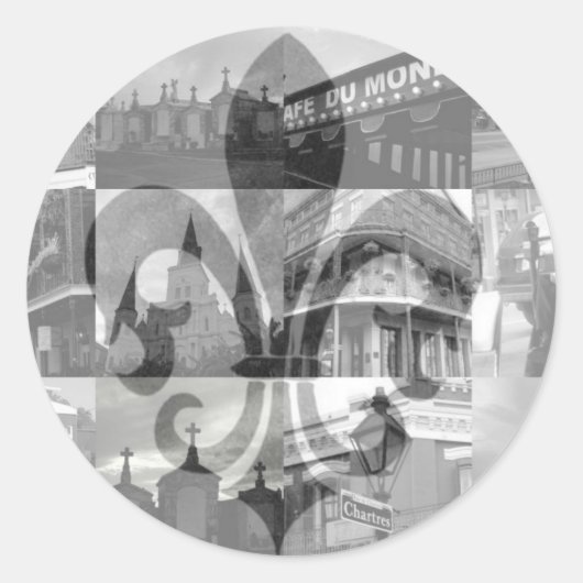 New Orleans Collage [Stickers] Ronde Sticker (Voorkant)