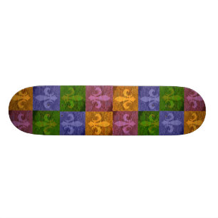 New Orleans Colorful Fleur de Lis Art Skateboard