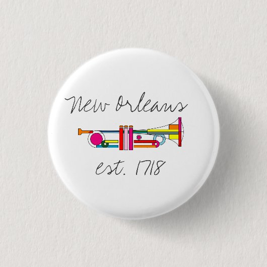 "New Orleans" Cool Jazz Trumpet Ronde Button 3,2 Cm (Voorkant)