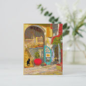 New Orleans Courtyard Black Cat Briefkaart (Staand voorkant)
