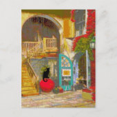 New Orleans Courtyard Black Cat Briefkaart (Voorkant)