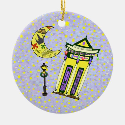 New Orleans Crescent Moon Kerstmis Keramisch Ornament (Voorkant)