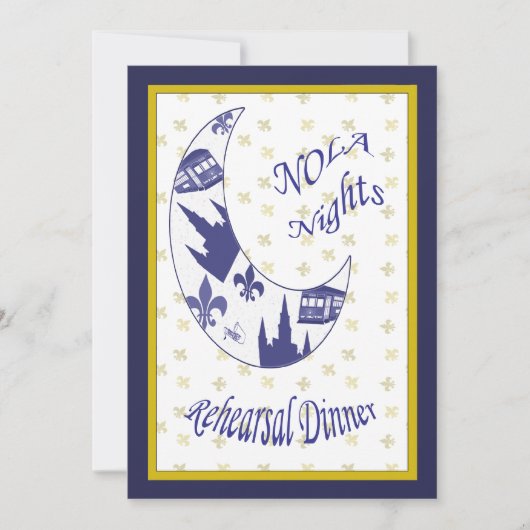 New Orleans Crescent Moon Rehearsal Dinner Invite Kaart (Voorkant)